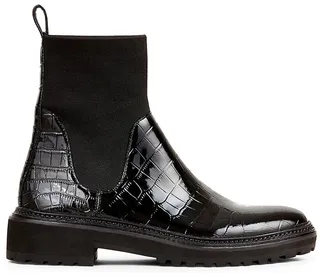 Bridget Embossed Leather Chelsea Combat Boots
