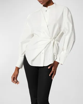 Renaux Asymmetric Side-Tie Silk-Blend Shirt