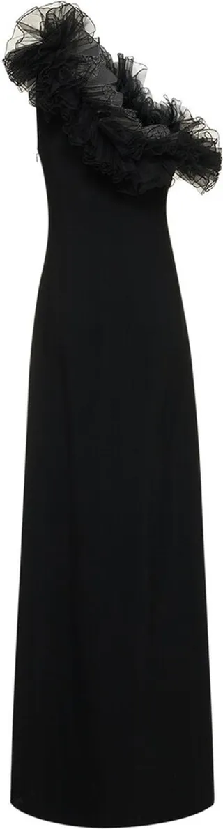 Ruffled cady one shoulder long dress