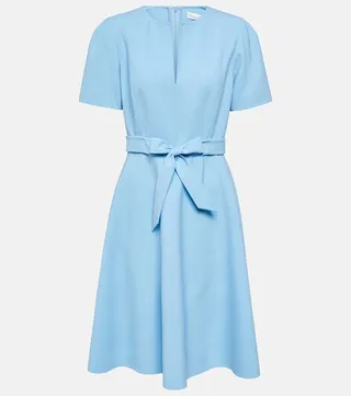 Belted wool-blend midi dress