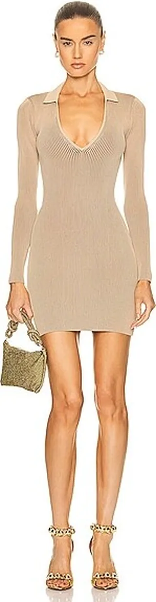 SER.O.YA Boa Dress in Beige