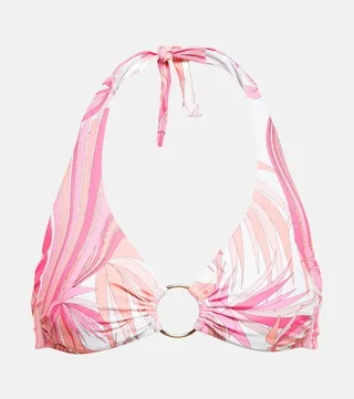 Brussels printed halterneck bikini top