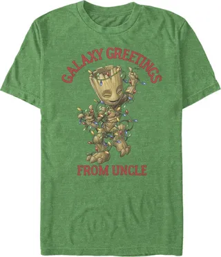 Men's Marvel Guardians of the Galaxy Uncle Galaxy Greetings T-Shirt - Kelly Heather - 2X Large