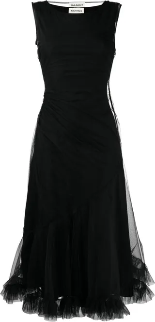 Tulle-Overlay Flared Dress