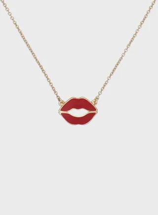 Emani Kiss Enamel Pendant Necklace