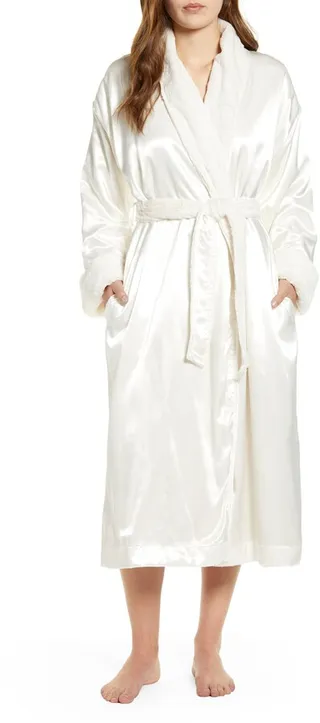 Faux Fur & Satin Robe
