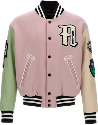 Aries Logo Patch Varsity Bomber Jacket