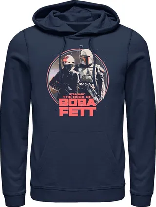 Men's Star Wars: The Book of Boba Fett Fennec and Boba Classic Circle Pull Over Hoodie - Navy Blue - X Large