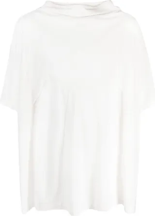 cowl-neck cotton T-shirt