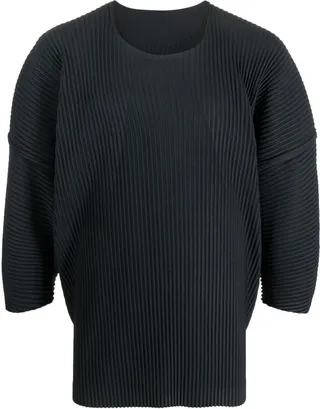 pleated drop-shoulder T-shirt