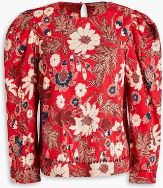 Terese floral-print cotton-blend blouse