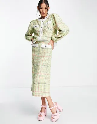 Sister Jane tweed check midi skirt - part of a set