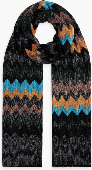 Metallic crochet-knit scarf