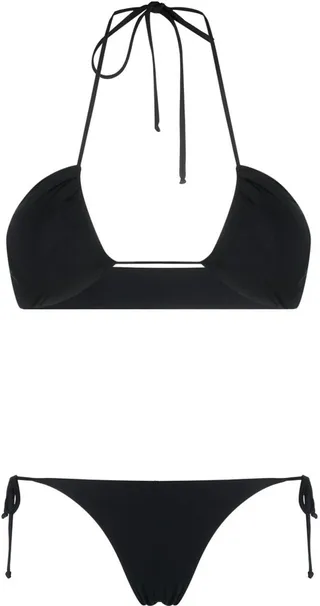 Logo-Plaque Halterneck Bikini Set