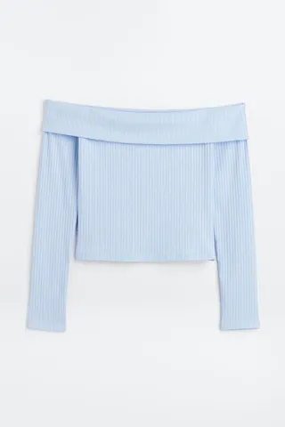 Off-the-shoulder Ribbed Top