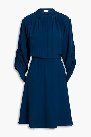 Gathered silk-chiffon dress