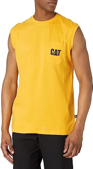 Caterpillar Erpillar Men's Classic Fit Sleeveless T-Shirt (Yellow) Men's T Shirt