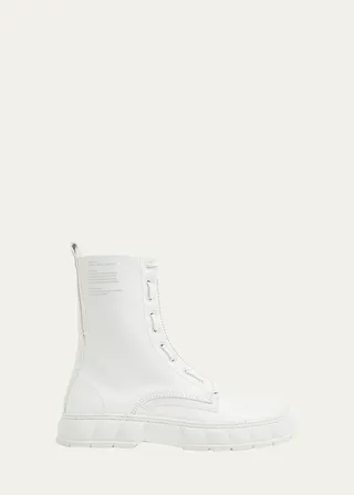 Apple Faux Leather Zip Combat Boots