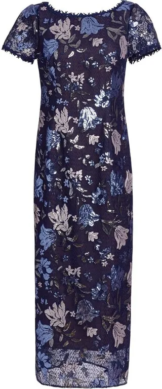 Floral-Print Sequinned Midi Dress