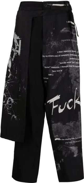 Overlapping-Panel Straight-Leg Trousers