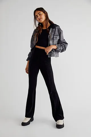 Slim Pull-On Velvet Flare Pants by Free People