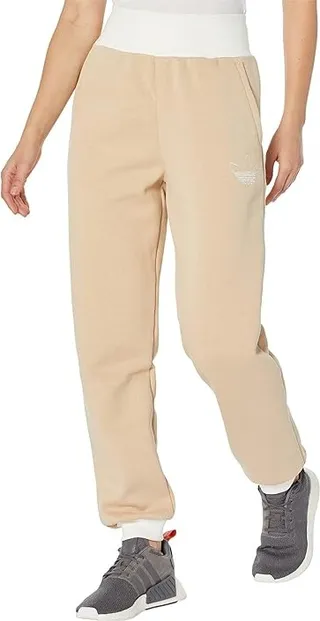 adidas Originals Cuffed Joggers with Trefoil Graphic Embroidery (Magic Beige) Women's Casual Pants