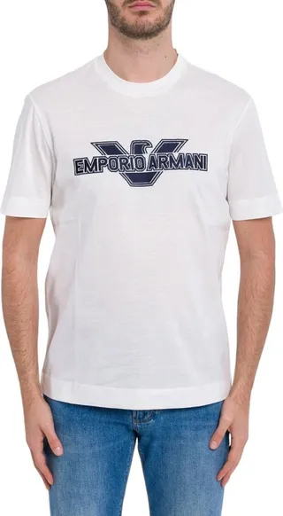 Emporio Armani Logo Embroidered Crewneck T-Shirt