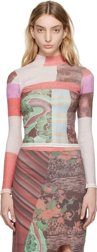 Eckhaus Latta Tan & Red Lapped Baby Turtleneck
