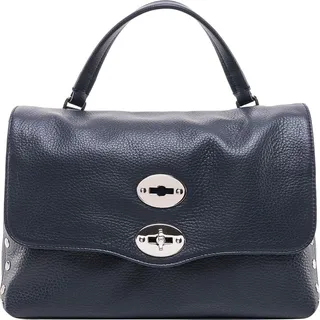 Leather handbag with metal studs