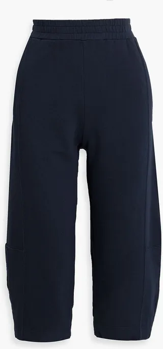 Cropped French cotton-terry track pants
