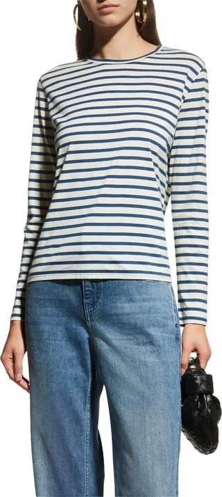 Striped Pima Cotton Crewneck Top