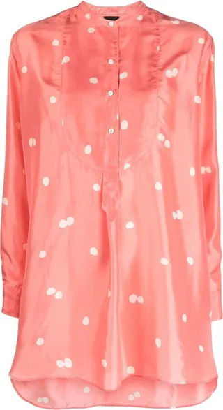 Polka Dot-Print Silk Tunic