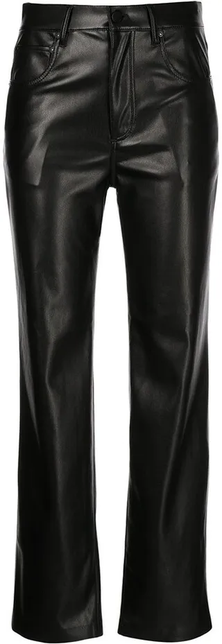 Faux Leather Straight Leg Trousers
