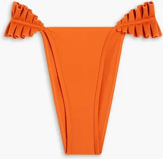 Mulan ruffled high-rise bikini briefs