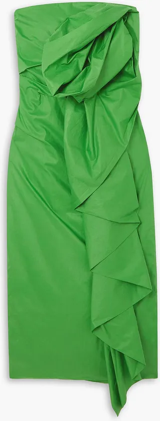 Medieval Empire strapless ruffled cotton-poplin dress