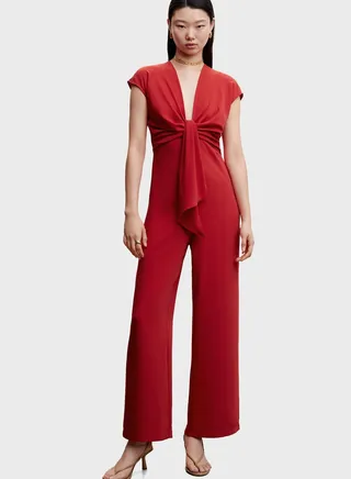 Knot Detail Wide Leg Jumpsuit