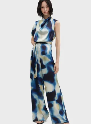 Printed Tie Detail Jumpsuit