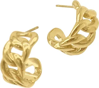 Curb Chain Huggie Hoop Earrings