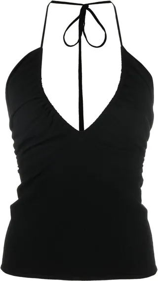 plunging V-neck halterneck vest