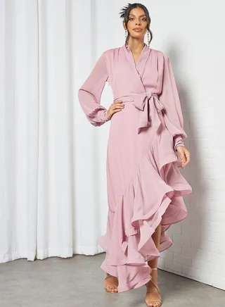 Genevieve Asymmetric Hem Dress Pink