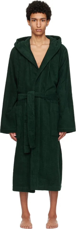 Tekla Green Hooded Bathrobe