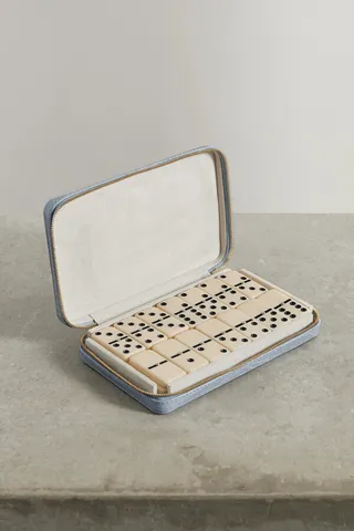 AERIN - Enzo Croc-effect Leather Domino Set - Blue