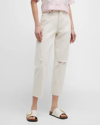 Alissa High Rise Distressed Straight-Leg Jeans