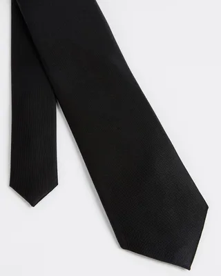 Twill Silk Tie in Black