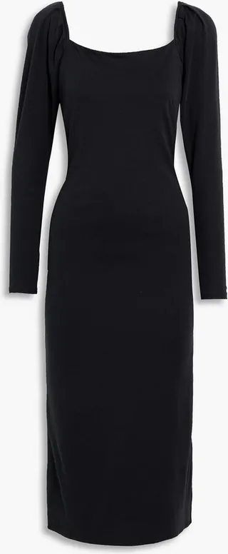 Marianna gathered Pima cotton-jersey midi dress