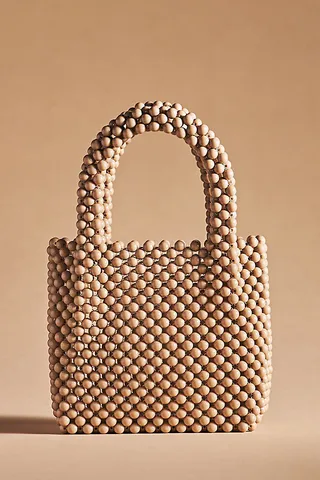 Melie Bianco Amelia Beaded Bag Beige