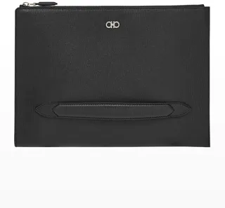 Men's Leather Gancini Portfolio Zip Pouch