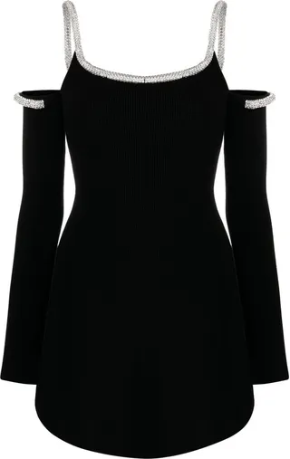 Crystal-Embellished Long-Sleeve Minidress