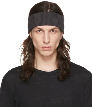 Boris Bidjan Saberi Grey Rib Knit Headband