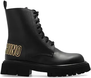 Moschino Logo Printed Lace-Up Boots
